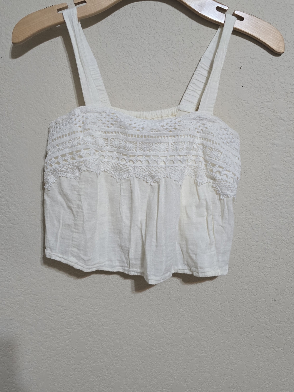 Jessica White Crochet Yoke Cropped Camisole